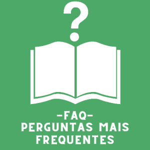 texto faq perguntas mais frequentes com figura na cor branca e fundo verde claro