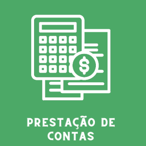 texto prestação de contas com figura na cor branca e fundo verde claro