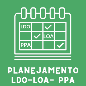 texto planejamento ldo loa ppa com figura na cor branca e fundo verde claro